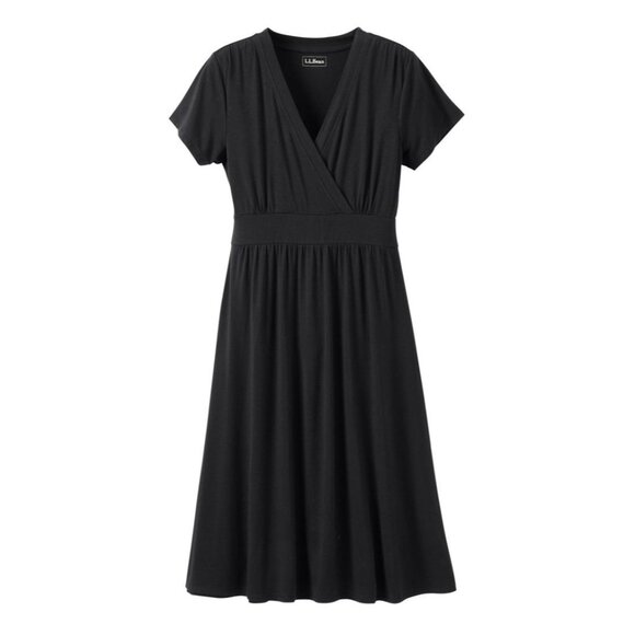 LL Bean Women's Black Summer Knit Dress Size Medium Petite NWT‎ - Picture 1 of 6
